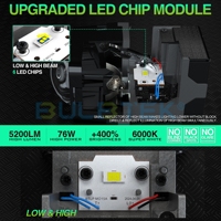 BULBTEK MO15A lensa proyektor, modul proyektor matriks LED otomatis retro fit 12V 1.5 inci 76 Watt 5200 Lumen sinar rendah tinggi Universal