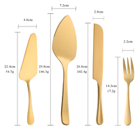 Goldene Kuchen- und Gebäckbesteck-Sets, Kuchenmesser und Servierbesteck aus Edelstahl für Partys