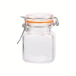 Grossiste – Pots à miel en verre transparent de 3,5 oz, pots à épices, contenants à épices vides, petits pots carrés en verre avec couvercle à charnière hermétique - Product Image 1