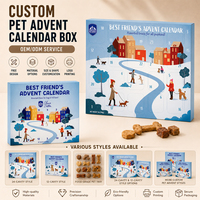 Boîte en papier personnalisée pour calendrier de l'avent pour chiens et chats avec plateau en PET, boîte cadeau de Noël pliable en une seule pièce