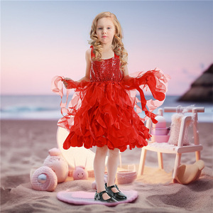 Costume d'Halloween pour enfants sur mesure OEM, robe de princesse à paillettes en spirale double couche pour filles, tenue de scène - Product Image 5