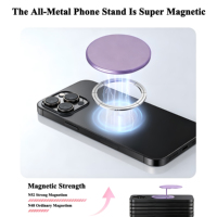 Support de téléphone portable universel pliable ultra-fin en alliage d'aluminium avec aimant double face rotatif à 360°