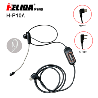 Headset Elektrostatis Kontrol Suara dengan Mikrofon, Dapat Dipasang di Helm untuk Walkie Talkie