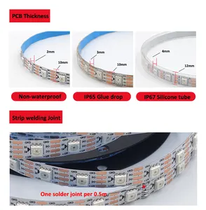 DC 12V Ws2815 Rgbic Individueel Adresseerbare Dual Signaal 30 60 144 Pixels Wit Zwart Waterdicht 12V Ws2815 Led Strip Lichten