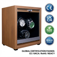 Boîte à montres automatique de luxe à 3 emplacements, boîtier en MDF à grain de bois avec coussins en mousse à mémoire de forme haute élasticité, intérieur en PU noir