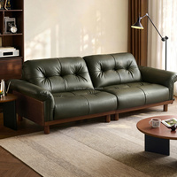 112186 Canapé en cuir véritable italien de haute qualité Quanu, design haut de gamme, meubles de salon de villa, base en bois massif, canapé en cuir véritable pour la maison