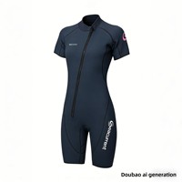 Combinaison de plongée 3MM monopièce SBR pour femme adulte, manches courtes, chaude, anti-froid, séchage rapide pour la natation, le surf et la plongée avec tuba