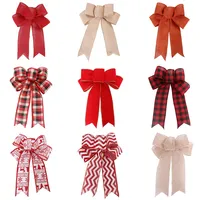 Çeşitli Çuval Bezi Keten Noel Fiyonkları Önceden Bağlanmış Noel Ağacı Süsü DIY Aksesuarı Hediye Paketleme ve Noel Dekorasyonu için