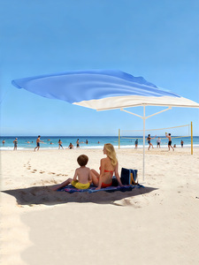 Tenda da Spiaggia a Montaggio Rapido con Protezione UV, Riparo Solare Portatile in Alluminio con Rete per Campeggio in Tutte le Stagioni - Product Image 2