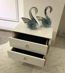 <span class=keywords><strong>Table</strong></span> <span class=keywords><strong>de</strong></span> <span class=keywords><strong>chevet</strong></span> nordique en bois brillant à base dorée avec tiroirs <span class=keywords><strong>table</strong></span> <span class=keywords><strong>de</strong></span> <span class=keywords><strong>chevet</strong></span> pour chambre à coucher - Product Image 6