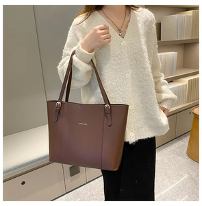 Nuova Borsa Tote da Shopping in Pelle PU alla Moda Coreana 2026 con Due Manici, Grande Capacità, Chiusura a Zip, Colore a Contrasto - Product Image 3
