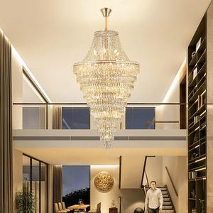 Techo alto Villa Hotel escaleras vestíbulo oro moderno vidrio lujo grande K9 cristal caída araña - Product Image 3