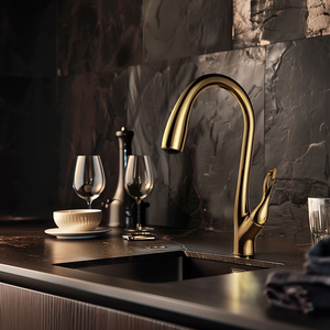 Grifo mezclador de fregadero de cocina con cuello de ganso de latón a <span class=keywords><strong>precio</strong></span> de fábrica, grifo de agua comercial de arco alto - Product Image 4