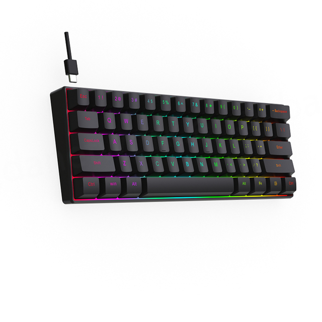 BAJEAL G101 Wired Mechanical Gaming Keyboard RGB 61 Keys USB Type Customized Layout Waterproof Hot-Swap Anti-Ghosting Plug&Play
