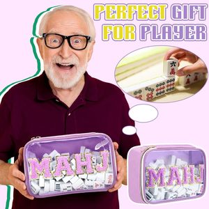 Sac de rangement vide pour tuiles de Mahjong, violet américain, en PVC transparent, étanche, avec fermeture éclair, taille 166, pour tuiles de Mahjong - Product Image 6