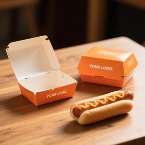 Cajas de Cartón para Alimentos Personalizables de Color Naranja, Cajas de Papel Rectangulares con Impresión de Logotipo, Envases Desechables para Alimentos - Product Image 1