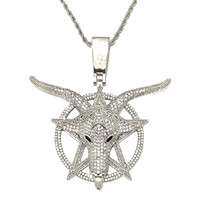 Collier Pendentif Tête de Chèvre Hip-Hop Européen et Américain pour Hommes, Plaqué Or, Zircon Cubique, Haut de Gamme – Source pour Vendeurs en Ligne