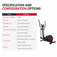 Appareil de cardio-training elliptique pour usage domestique avec écran LCD bleu lumineux de 5,4 pouces, certifié CE pour les sports en intérieur