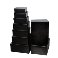 Boîte cadeau en cuir noir multi-tailles avec motif, logo personnalisé, papier spécial, boîte cadeau en papier recyclable, grande capacité