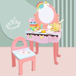 Juego de Maquillaje Mágico con Mesa y Silla, Juguete para Niñas, Tocador de Maquillaje de Madera Rosa, Juego de Imitación, Regalos Perfectos para Niñas - Product Image 6