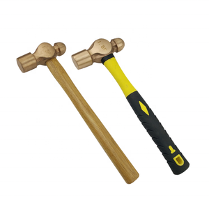 Martello in rame senza scintille manico in legno con martello a sfera in bronzo al berillio - Product Image 4