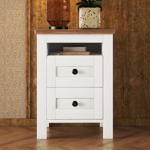 Modern 2-Drawer Wooden Nightstand with Sleek Lines and Eco-Friendly Design Storage Cabinet for Bedroom - Product Image 2