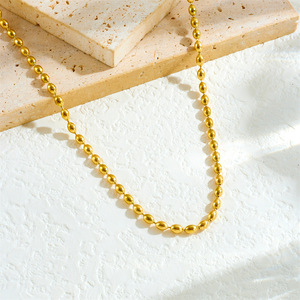 Fashion Design Oval Ball Chain Gold Plated Clavicle Necklace For Women Gift - Product Image 2