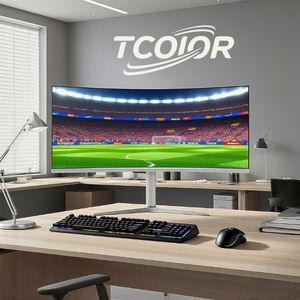 Monitor Bezel melengkung 38 inci 4k, layar datar 144Hz 4k 2k 34 "Filter lampu biru UHD HDR Display game dengan dudukan - Product Image 1