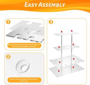 VONVIK <span class=keywords><strong>torre</strong></span> de cristal de champán acrílico transparente, estante de exhibición de cristal de fiesta multicapa - Product Image 4