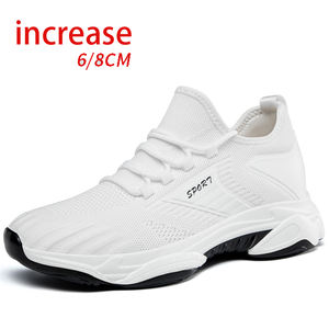 Collection Automne – Chaussures de Sport Décontractées pour Hommes, Rehaussantes de 8 cm, Style Coréen Tendance, Chaussures de Course Blanches à Design Creux - Product Image 1