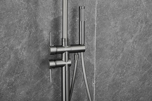 Ensemble de robinetterie de salle de <span class=keywords><strong>bain</strong></span> en métal, mural et sur pied, avec mitigeur monocommande pour lavabo et baignoire, et pommeau de <span class=keywords><strong>douche</strong></span> effet pluie - Product Image 5