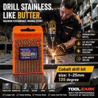 Forets hélicoïdaux HSS M35 Cobalt 5% à queue droite, entièrement affûtés, Amber 1-25mm, OEM pour métaux durs et acier inoxydable, conformes aux normes d'usine