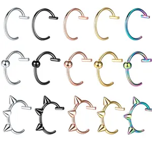 Simple Crossbar Lip Ring Stainless Steel Non-perforated Lip Stud Personalized Nightclub Nose Ring Unisex Lip Ornament