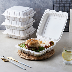 Compostable Bộ Đồ Ăn Dùng Một Lần envase Phân Hủy Sinh Học Đồ Ăn 450Ml Mía Đường Mía Bã Mía Vỏ Sò Thực Phẩm Container Hộp - Product Image 3