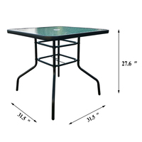 Mobilier d'extérieur en métal 4 places fauteuil de salle à manger pliable patio parapluie trou café jardin table à manger chaise ensemble avec dessus en verre