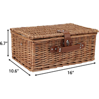 Ensemble de 2 paniers de rangement pour pique-nique en osier naturel avec couvercle étanche pour le camping et la randonnée et le barbecue