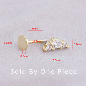 <span class=keywords><strong>Orecchini</strong></span> a perno piatti in <span class=keywords><strong>oro</strong></span> con zirconia per piercing al <span class=keywords><strong>trago</strong></span> da donna - Product Image 2
