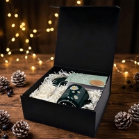Caja de Regalo Magnética Negra Mate con Logotipo Personalizado, Caja Rígida de Cartón con Cierre para Taza de Café de Cerámica, Juego de Regalo Navideño