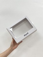 Boîte à tiroir pliable à prix d'usine, faible MOQ, avec fenêtre transparente, boîte cadeau à couvercle transparent, grande taille, pour anniversaire