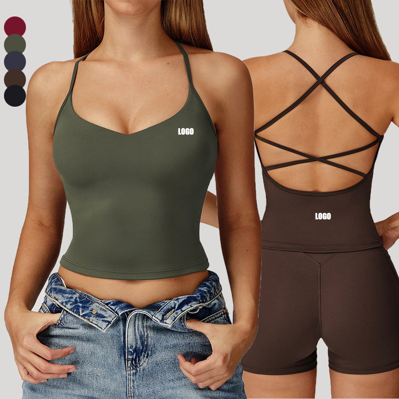 Buttery Soft Breathable Yoga Tank Top Cross Back Moisture Wicking Skinny Fit Workout Vest for Women Outdoor Running Gym Fitness