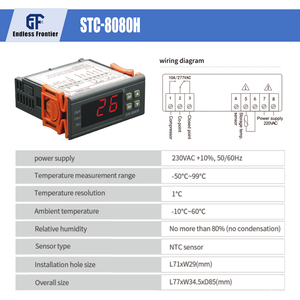 Contrôleur de température numérique STC-9200, thermostat micro-ordinateur pour la réfrigération et le CVC - Product Image 2