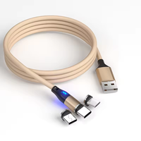 Câble de charge magnétique, cordon de charge rapide coloré avec voyant lumineux, compatible avec les appareils iPhone, Android et Type-C