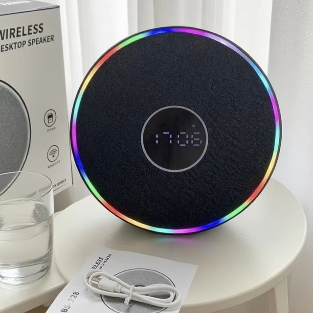 Multifunctional Wireless Speaker  Audio Digital Clock  Dynamic RGB Lights Blue Tooth Speakers Time Display TF Card FM Radio