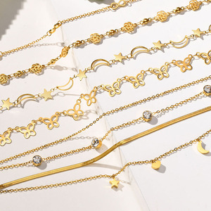 G2213 venta al por mayor <span class=keywords><strong>Tobilleras</strong></span> de acero inoxidable IP chapado en oro encanto de acero inoxidable mariposa mujeres joyería de moda <span class=keywords><strong>tobilleras</strong></span> - Product Image 2