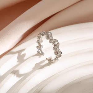 Vente en gros de bagues ouvertes en or 14 carats avec micro-incrustation de moissanite VVS GRA, bijoux en moissanite, ajustables pour femme - Product Image 5