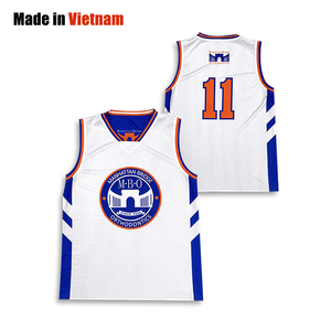 Uniforme de basket-ball personnalisé sublimation bleu blanc maillots de basket-ball réversibles en maille - Product Image 1