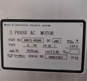 มอเตอร์รุ่น AQHT5-4004B AC 48V 5000W สำหรับยานยนต์ มอเตอร์ไฟฟ้ากระแสสลับ 3 เฟส Aqht54004b มอเตอร์ 48v สำหรับ Tong - Product Image 2