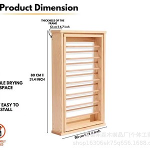 ราวตากผ้าติดผนังแบบพับได้ 3 ชั้น ชั้นวางของไม้สำหรับใช้ภายในอาคาร - Product Image 4