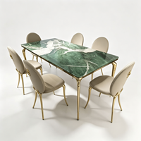 Table à manger moderne de luxe avec plateau en marbre et pieds en métal pour la maison, les restaurants, les mariages, les hôtels, personnalisable