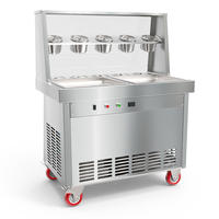 Machine à rouleaux de crème glacée industrielle haute capacité, machine à friture commerciale à table froide 380V